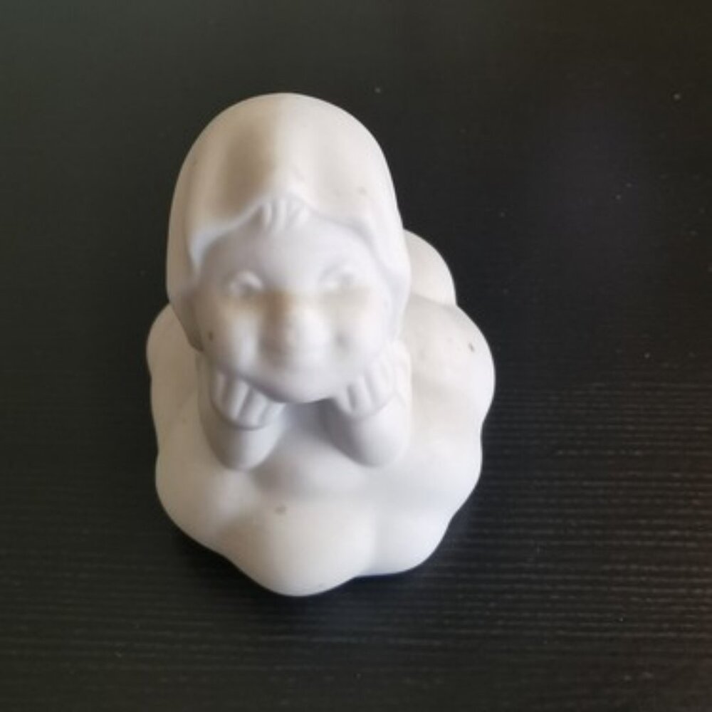 Vintage Hallmark Fine Bisque Smiling Angel Cherub Figurine w/Wings on a Cloud